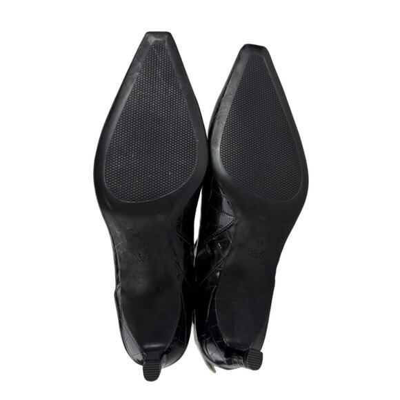 NEW Zara Black Croc Leather Buckle Pointed Toe Heeled Ankle Boots Size 41/US 10 - Picture 4 of 9